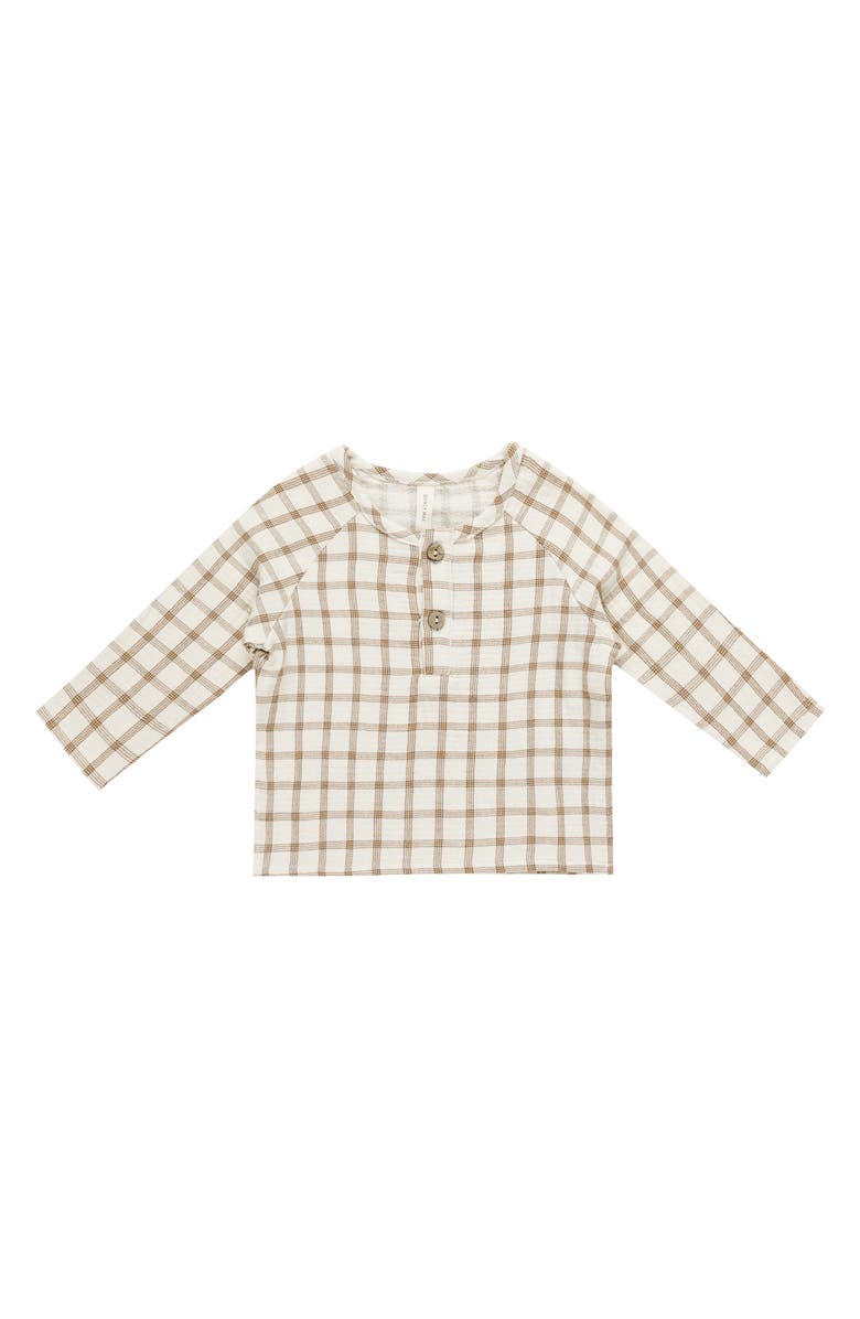 QUINCY MAE Zion Organic Cotton Henley T-Shirt, Main, color, Cinnamon Plaid