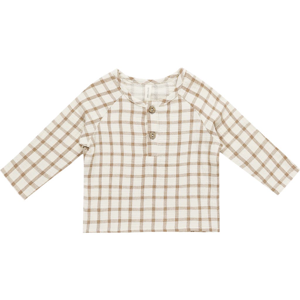 Quincy Mae Zion Organic Cotton Henley T-shirt In Neutral