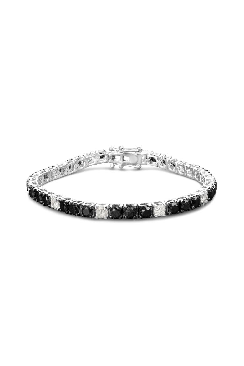 Silver 12.0Cttw Black and White Diamond Tennis Bracelet, Main, color, White