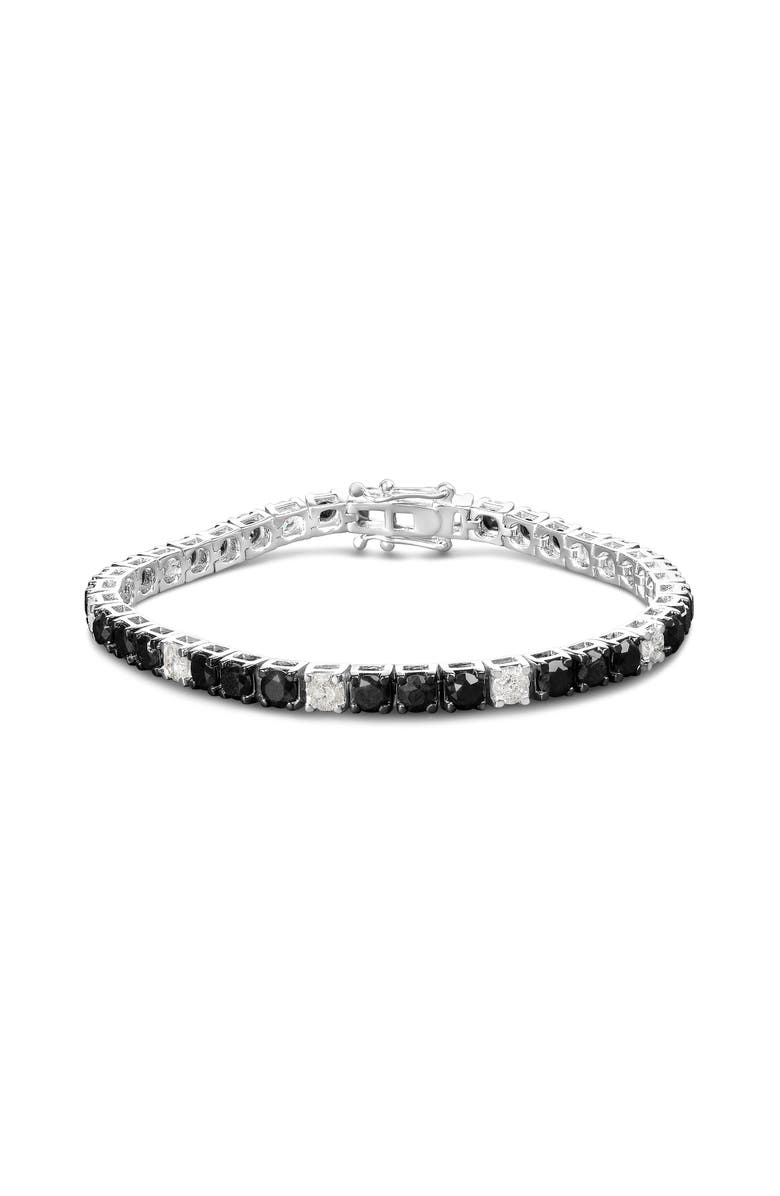 Haus of Brilliance Silver 12.0Cttw Black and White Diamond Tennis Bracelet, Main, color, White