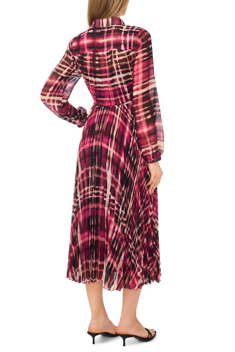 Pleated Drop Waist Midi Dress, Alternate, color, MAGENTA