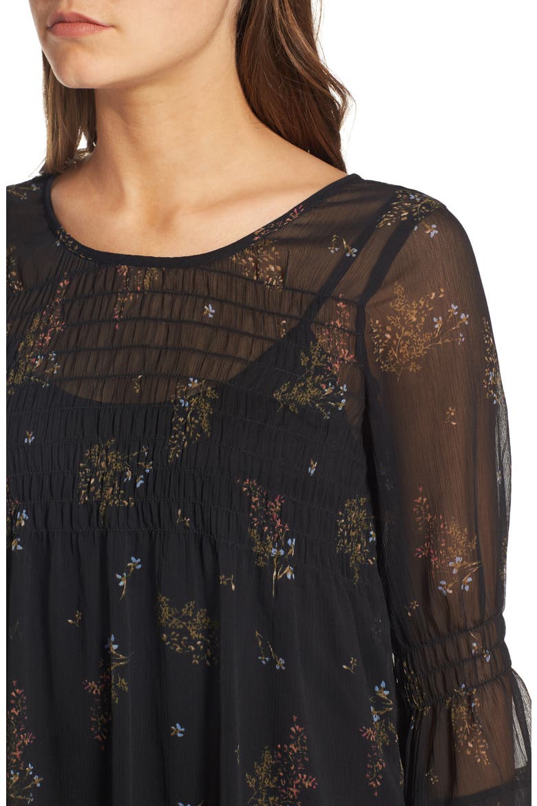 Susannah Bell Sleeve Dress, Alternate, color, JET WASH