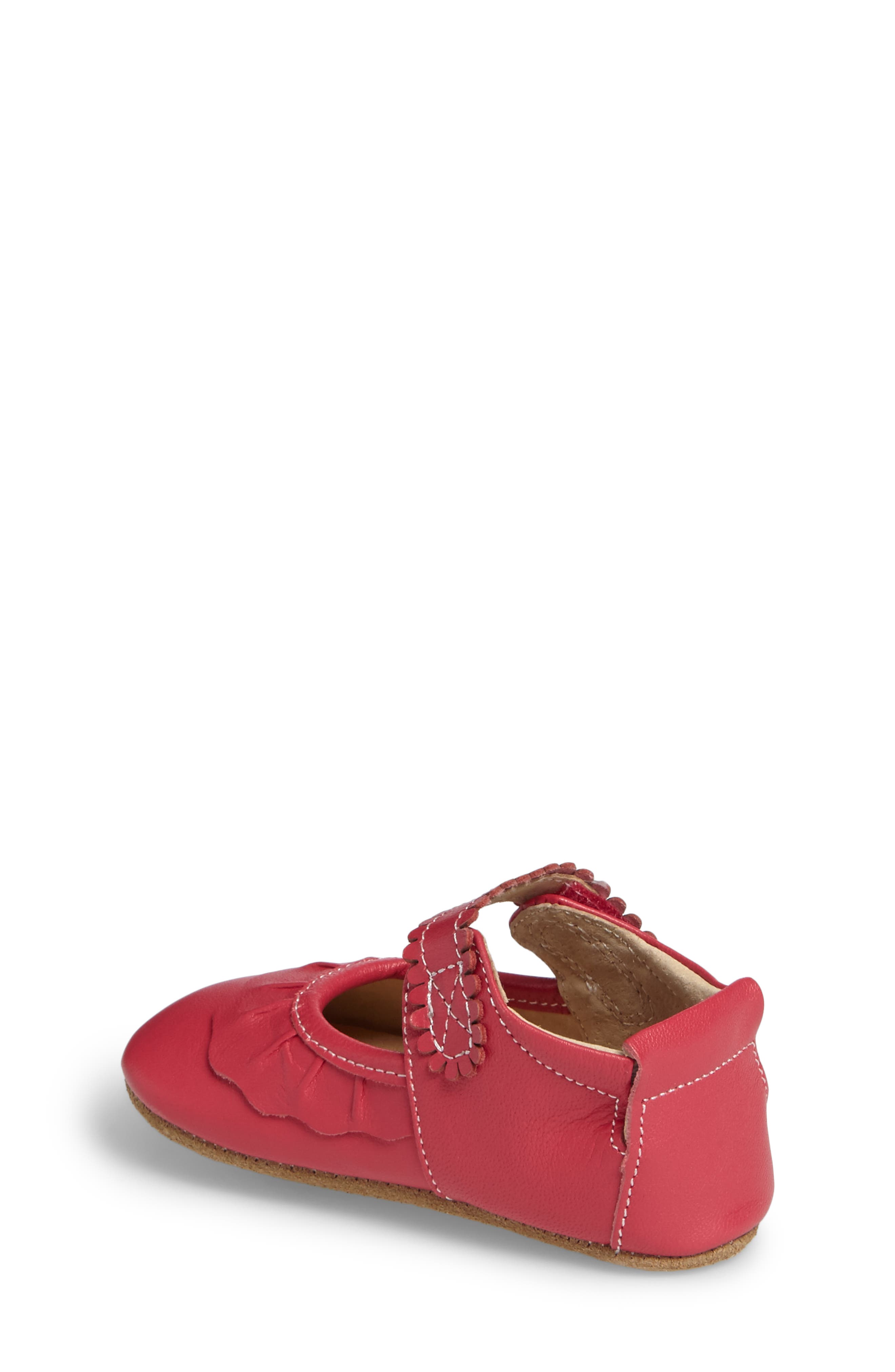 'Ruche' Mary Jane Crib Shoe, Alternate, color, HOT PINK LEATHER