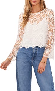 Vince Camuto Open Stitch Lace Top