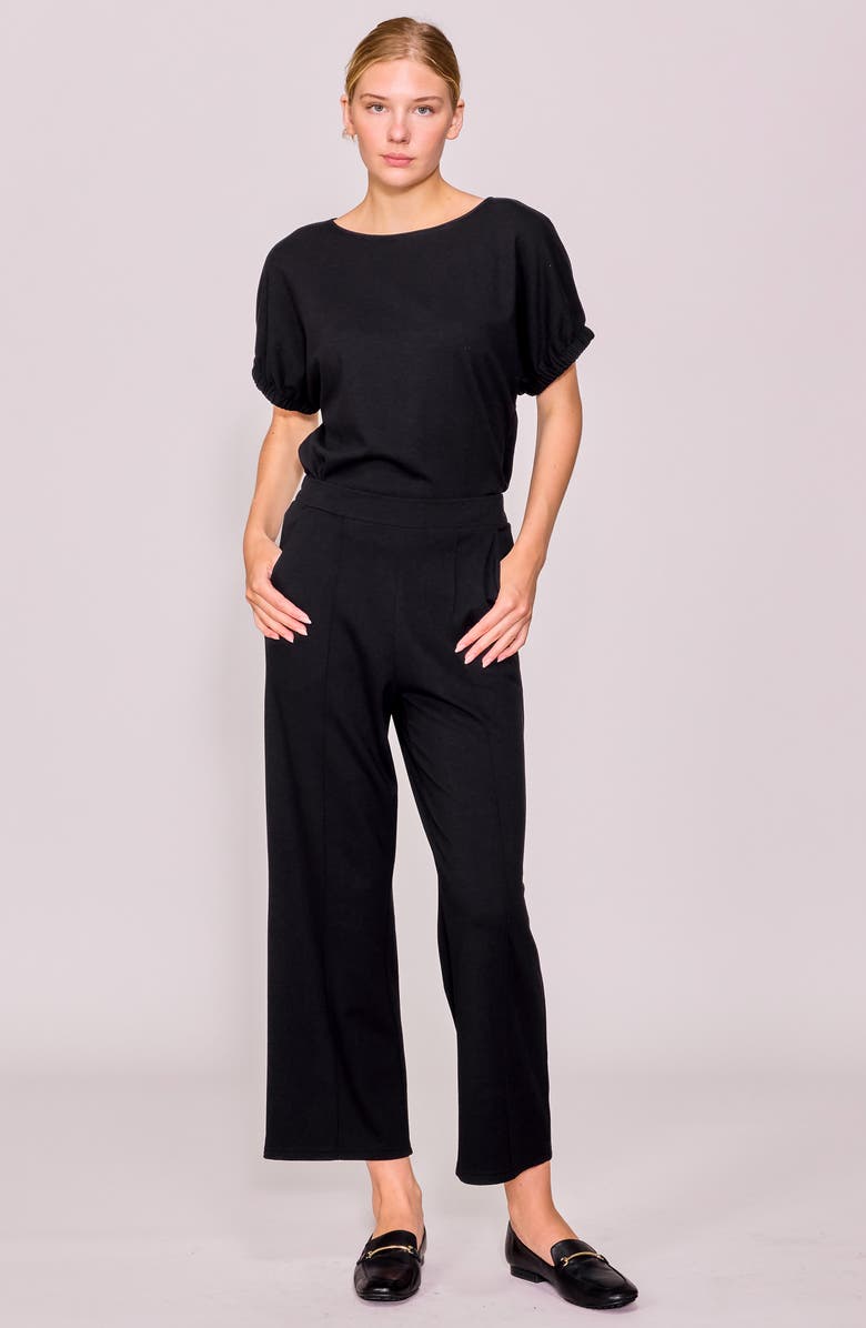 MELLODAY Puff Sleeve Knit Top, Alternate, color, Black