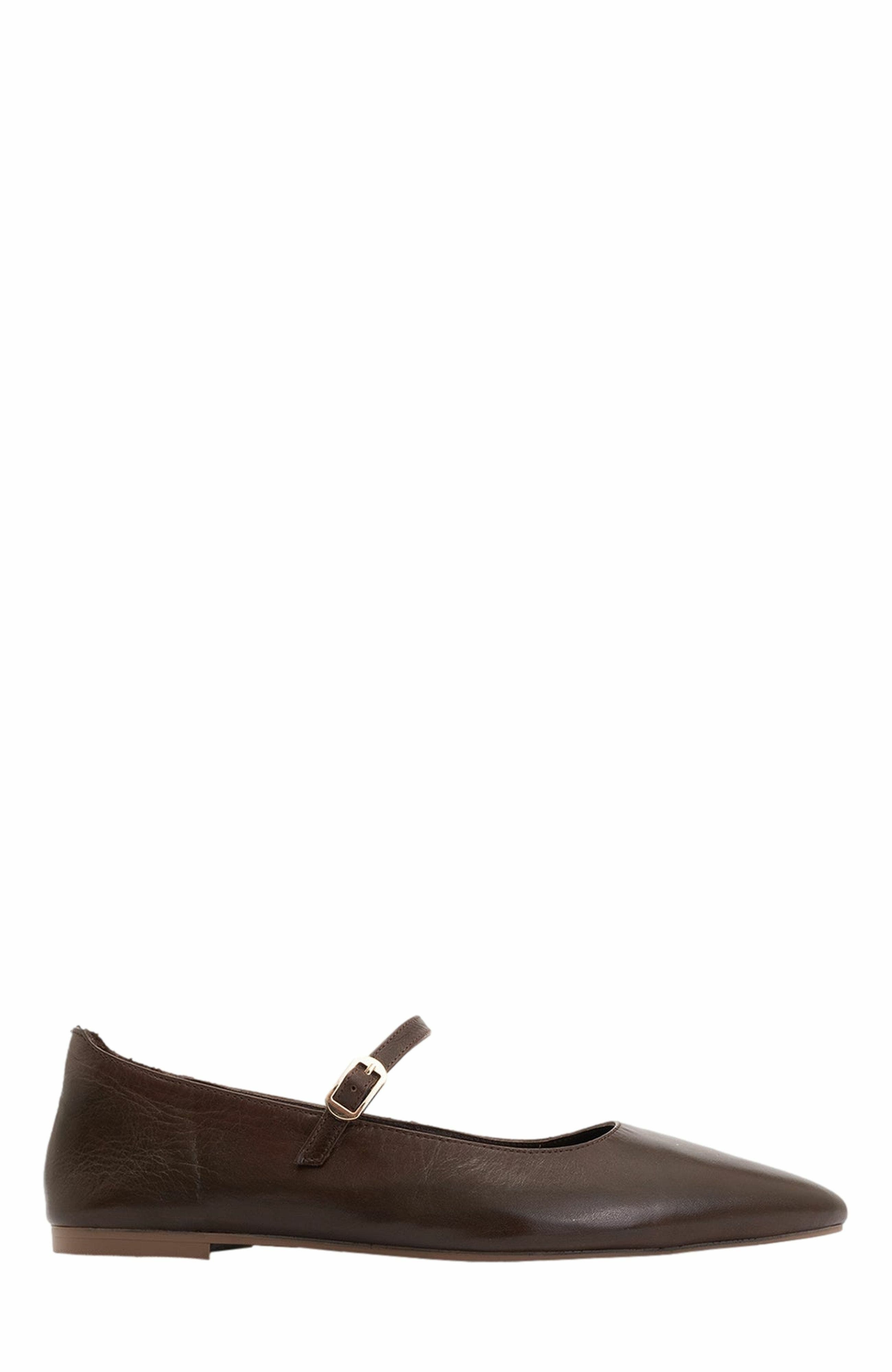 Forever & Always Shoes Lara Leather Mary Jane Flats, Alternate, color, Brown Leather