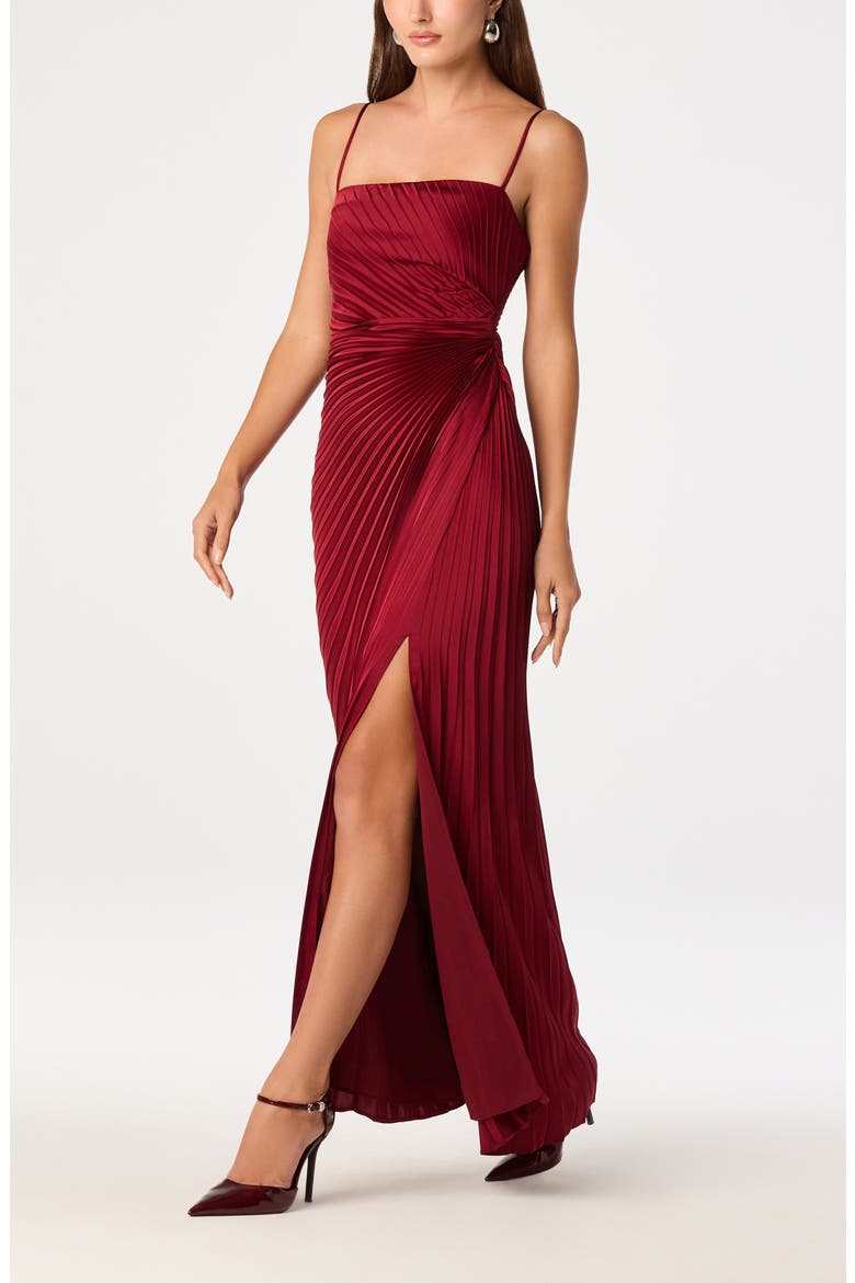 Paulette Pleated Maxi Dress, Alternate, color, WINE