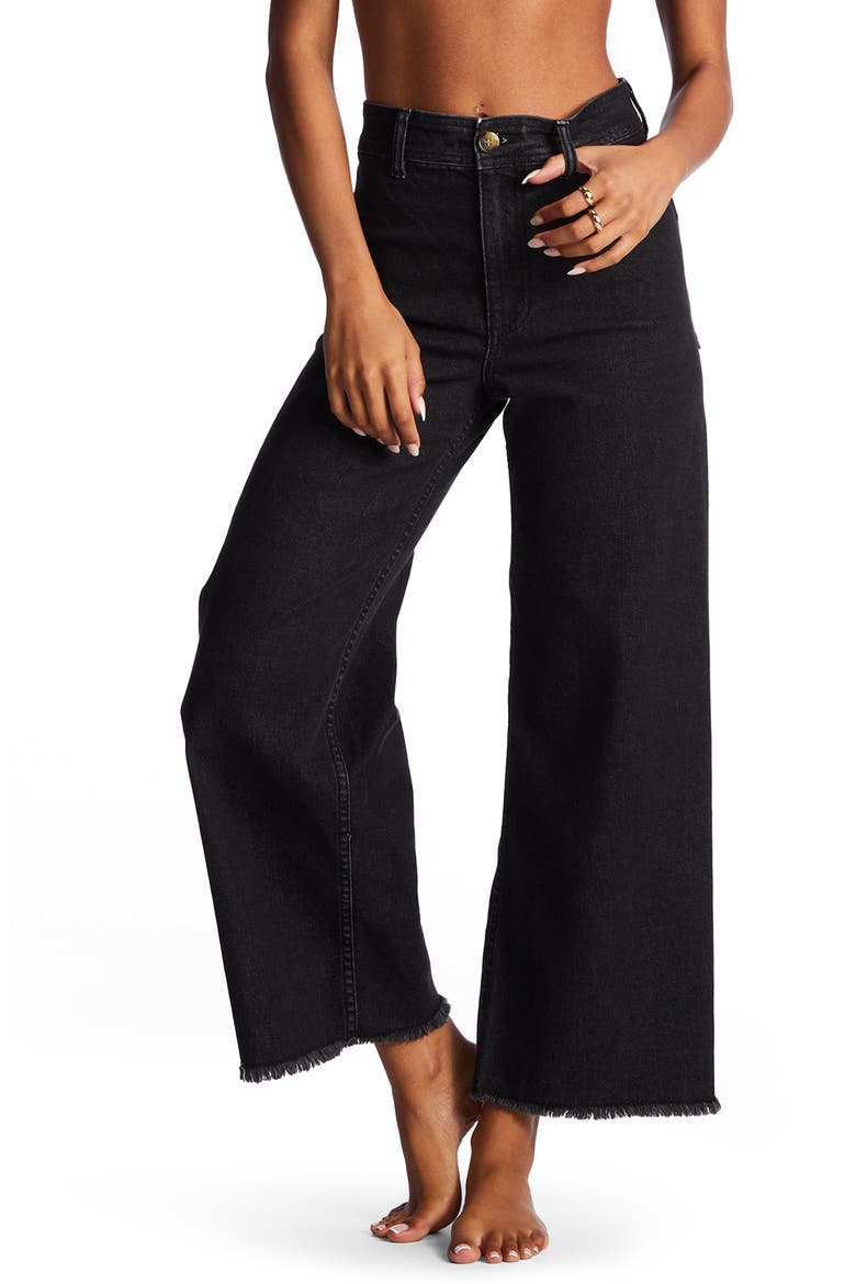 Free Fall Stretch Crop Wide Leg Jeans, Main, color, BLACK