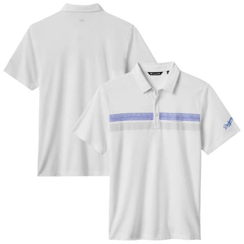 Men's TravisMathew White Los Angeles Dodgers Top Recruit Tri-Blend Polo