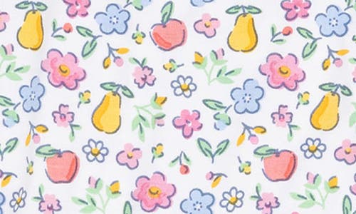 Angel Dear Fall Fruit Floral Ruffle Zip Footie In White
