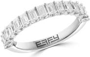 EFFY 14K White Gold Lab-Grown Emerald Cut Diamond Band Ring