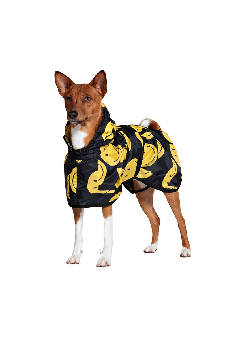 Dog Rain Poncho All Smiles x Smiley, Main, color, Yellow