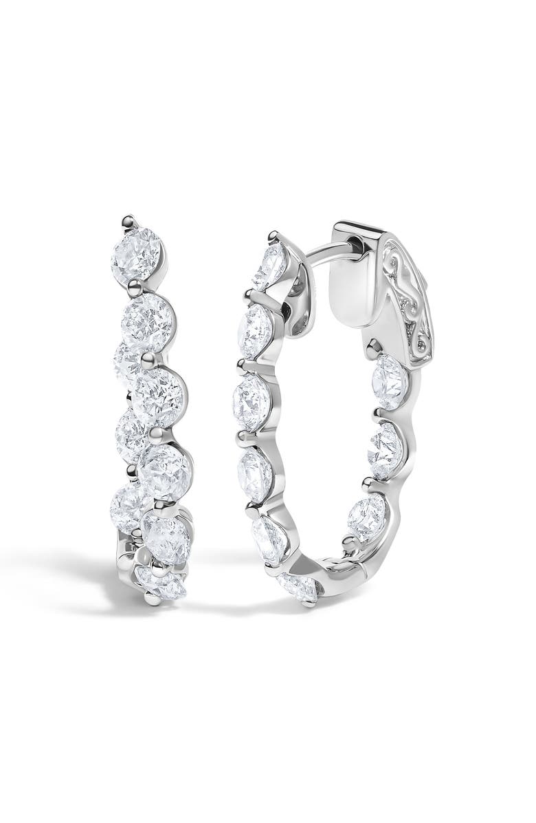Haus of Brilliance 14K White Gold 3 3/4 Cttw Graduating Diamond Oval Hoop Earrings, Main, color, White Gold