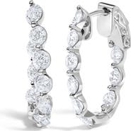 Haus of Brilliance 14K White Gold 3 3/4 Cttw Graduating Diamond Oval Hoop Earrings