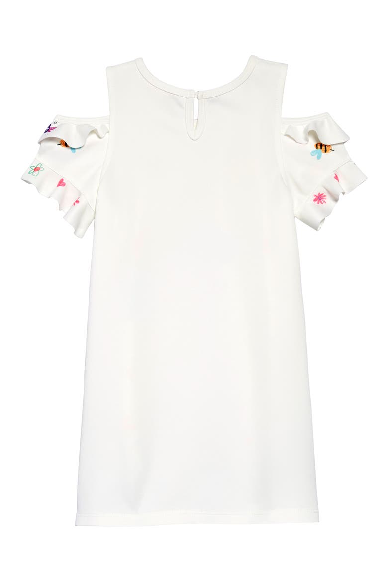 Colorful Drawing Cold-Shoulder Dress, Alternate, color, WHITE