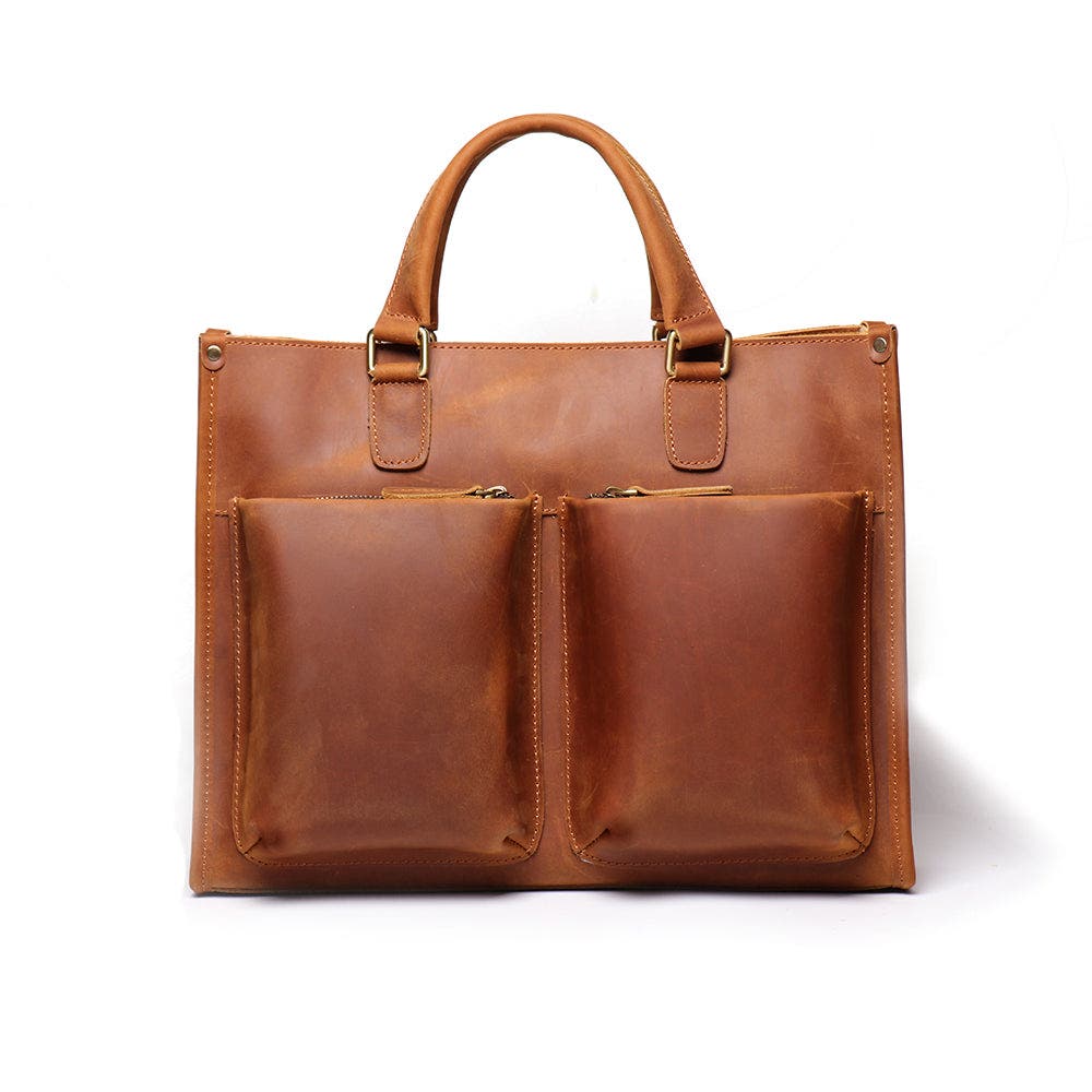 STEEL HORSE LEATHER The Dagmar Leather Briefcase | Vintage Leather Messenger Bag, Main, color, Brown
