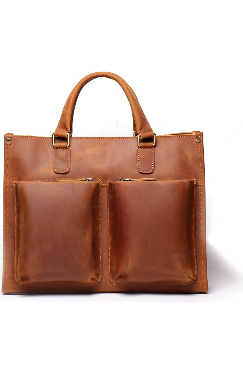 STEEL HORSE LEATHER The Dagmar Leather Briefcase | Vintage Leather Messenger Bag, Main, color, Brown