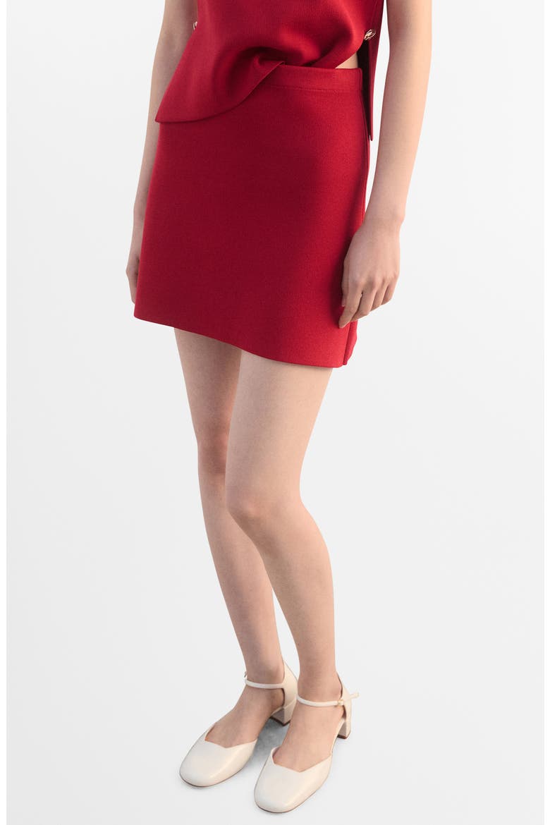 Knit Miniskirt, Main, color, RED