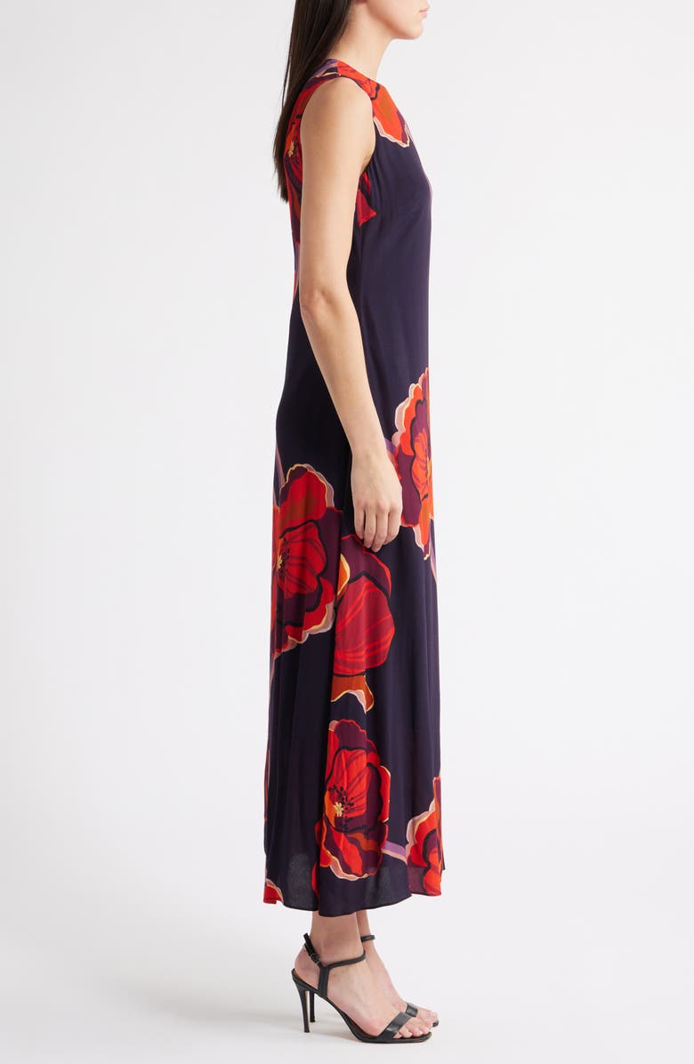 Lost + Wander Iris Floral Print Sleeveless Maxi Dress, Alternate, color, Black Red