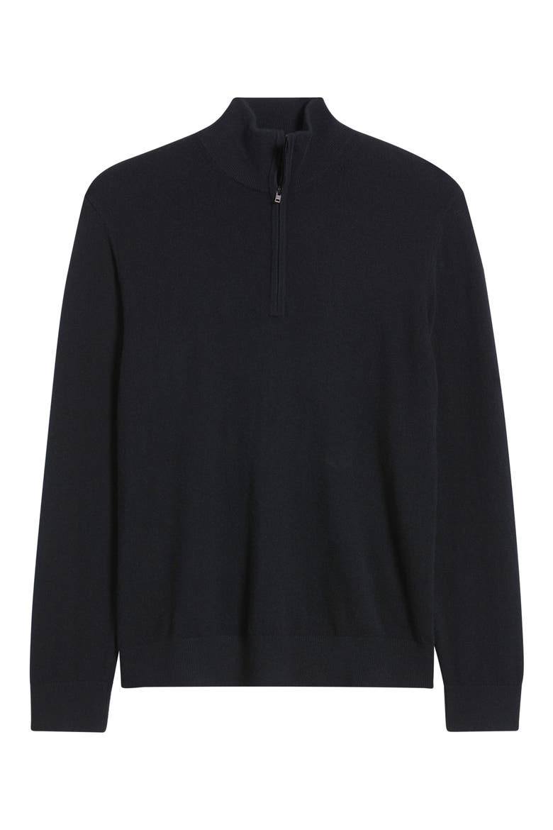 Quarter Zip Cashmere Sweater, Alternate, color, BLACK
