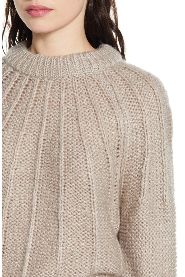 Seam Detail Crop Sweater, Alternate, color, MOCHA