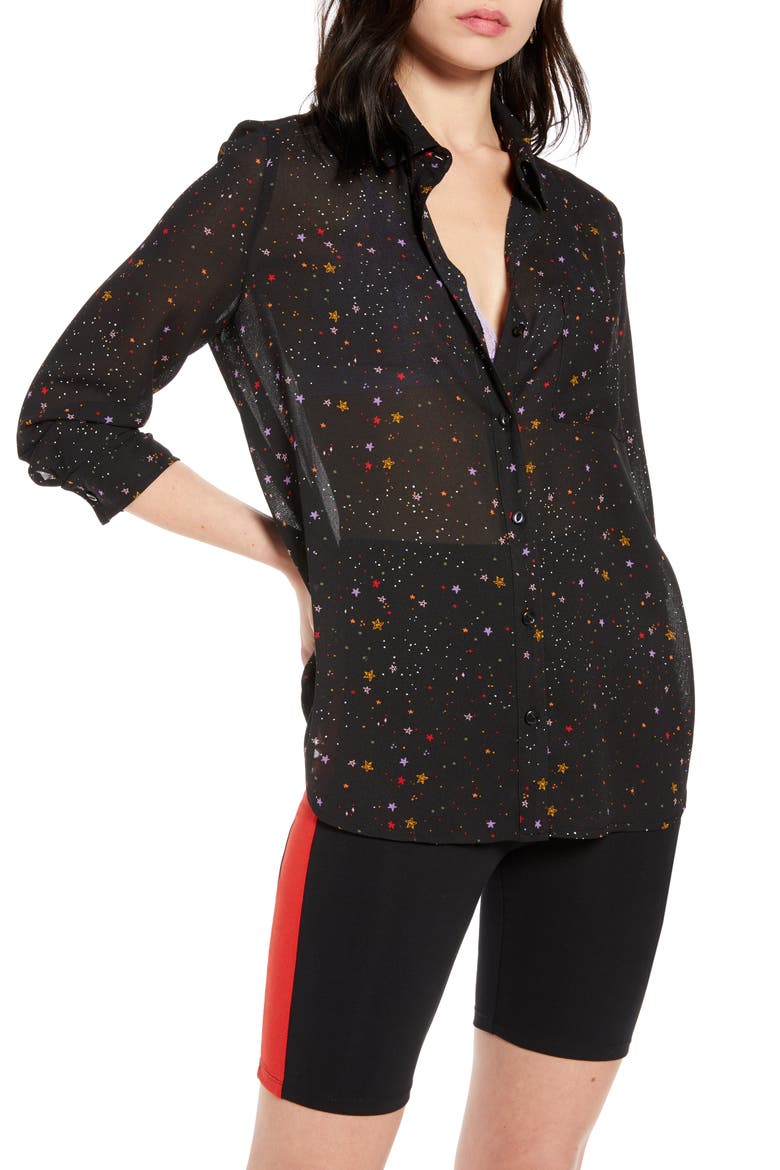 x Claudia Sulewski Gathered Back Shirt, Main, color, BLACK STARS