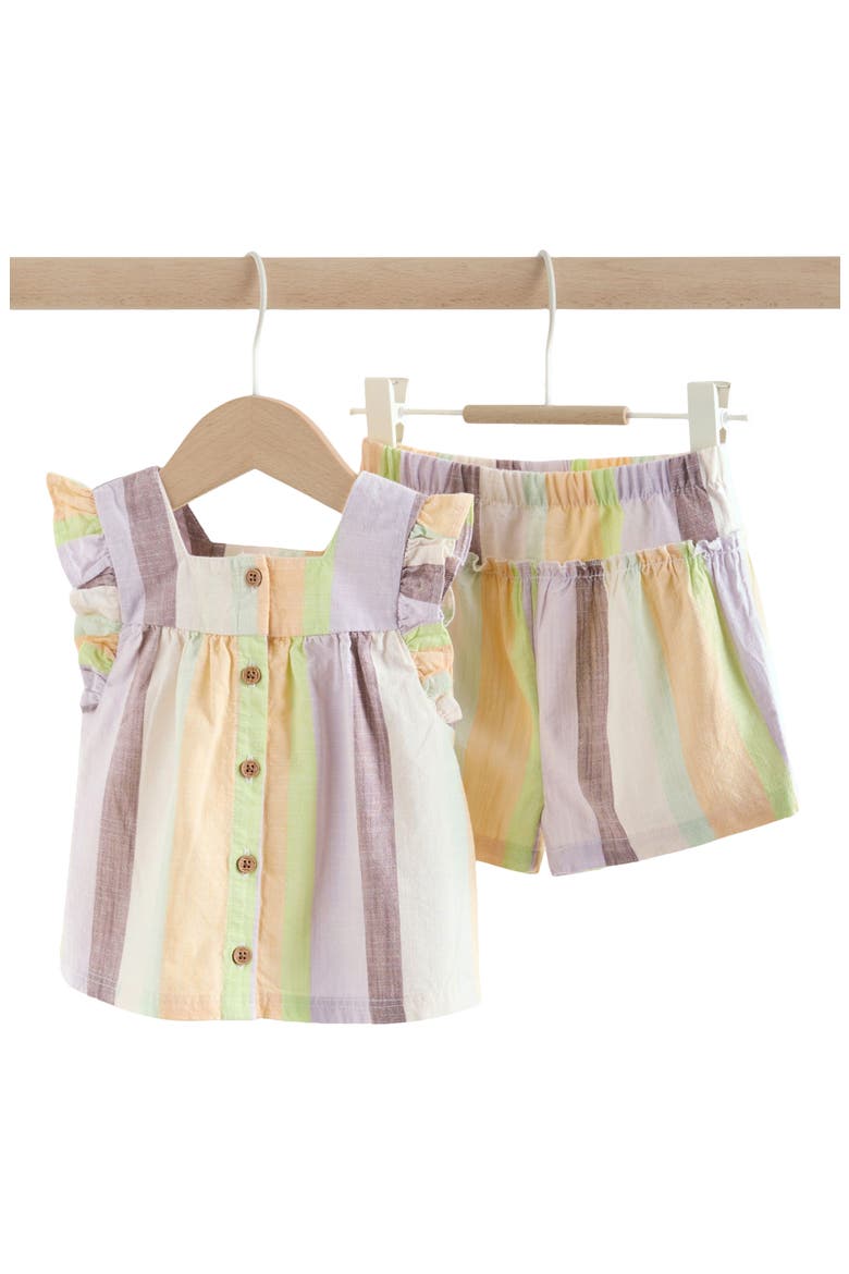 Stripe Frill Top & Shorts Set, Main, color, MULTI
