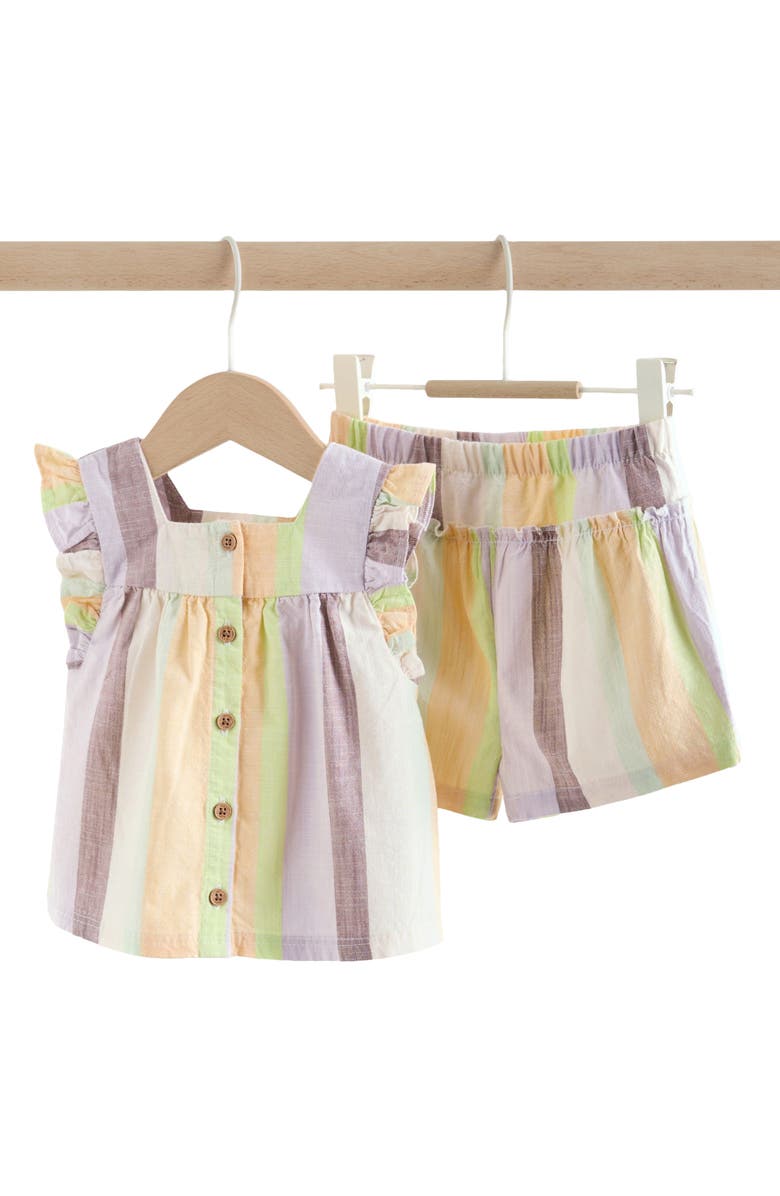 NEXT Stripe Frill Top & Shorts Set, Main, color, Multi