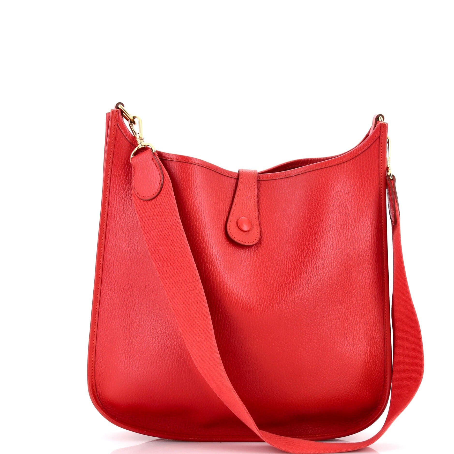 Pre-Owned Hermes Evelyne Bag Gen I Clemence GM, Alternate, color, Rouge Vif
