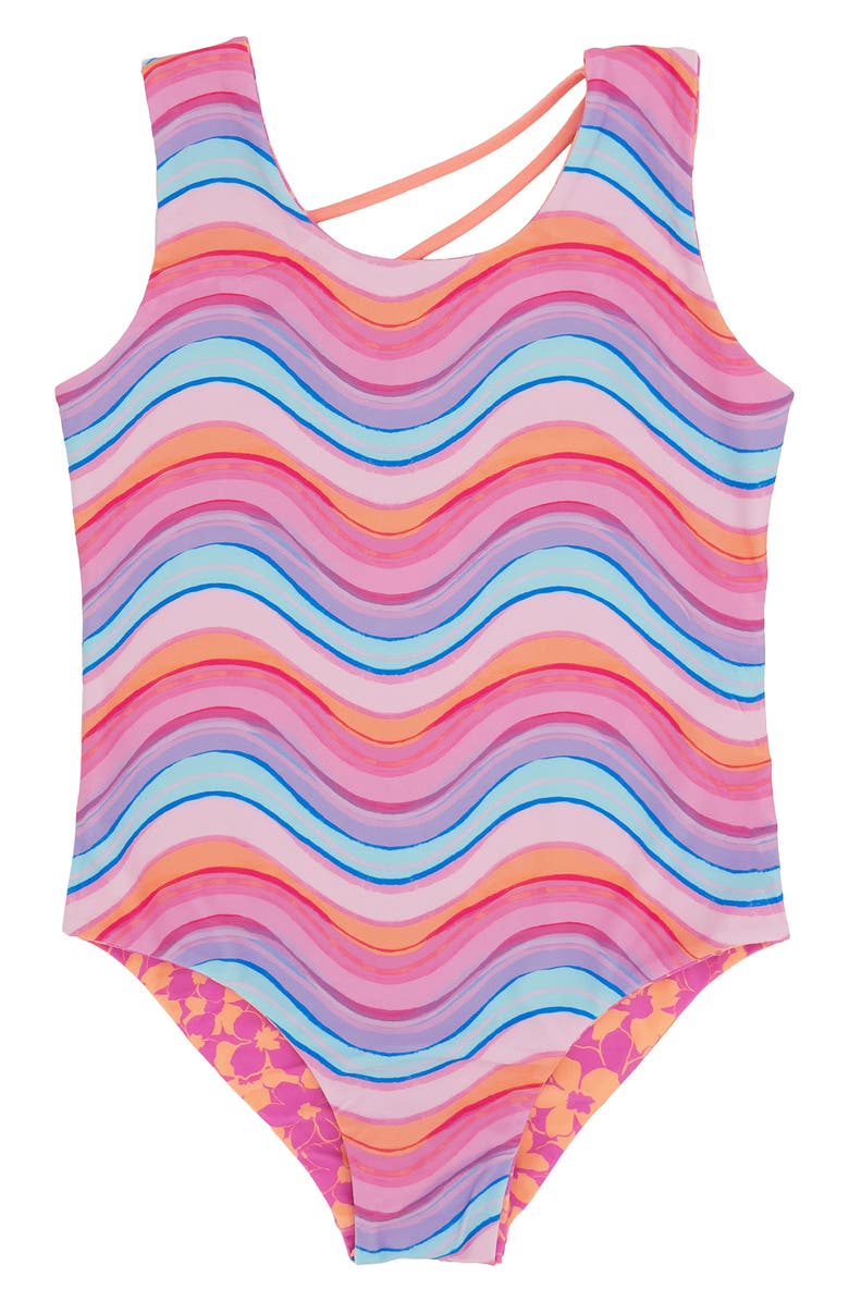 Feather 4 Arrow Kids' Summer Sun Reversible UPF 50+ One-Piece Swimsuit, Alternate, color, Magenta Punch