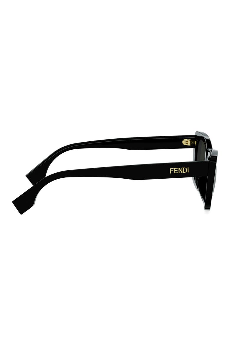 Lettering 53mm Cat Eye Sunglasses, Alternate, color, SHINY BLACK / GREEN
