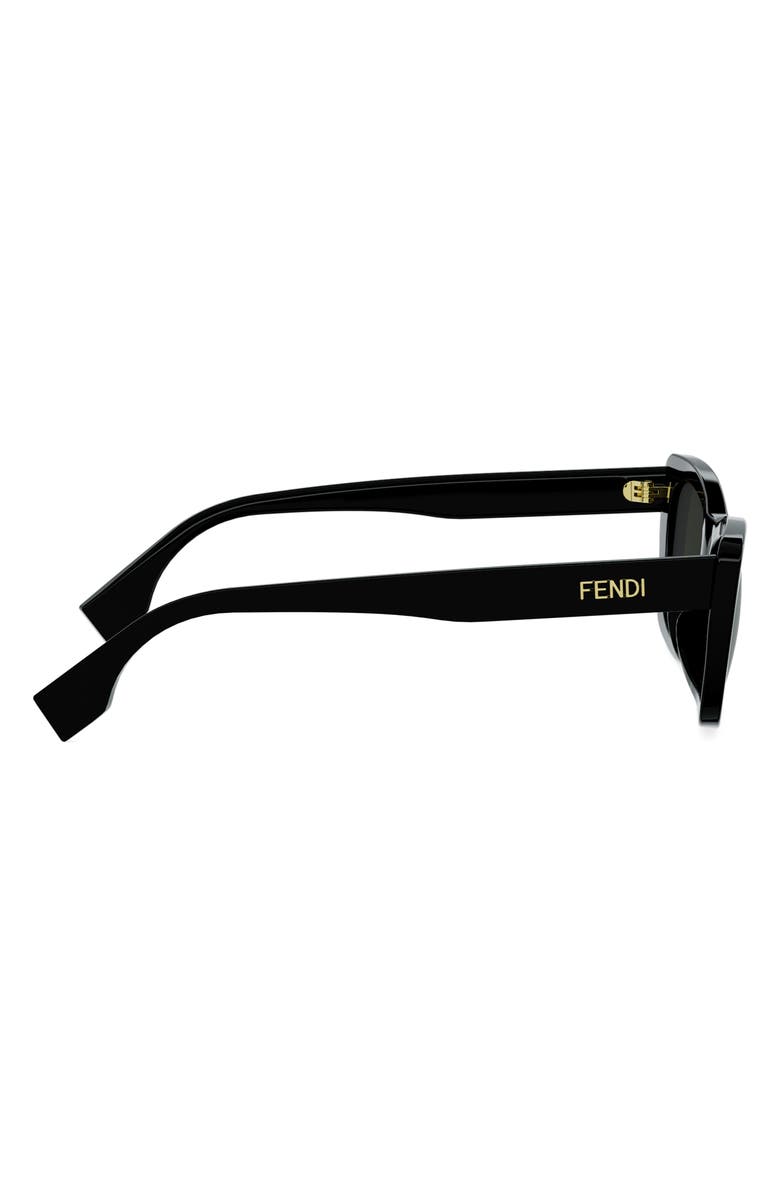 Fendi Lettering 53mm Cat Eye Sunglasses, Alternate, color, Shiny Black / Green