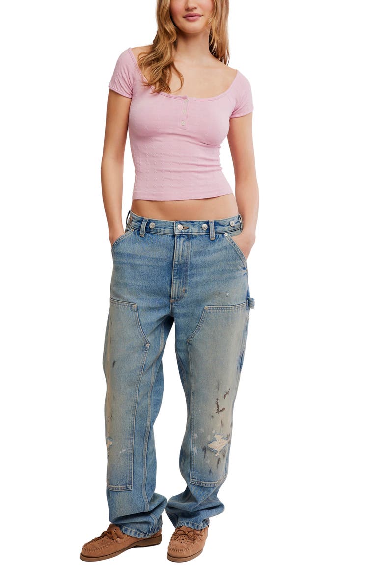 Intimately FP So Soft Seamless Henley, Alternate, color, PINK RIBBONS