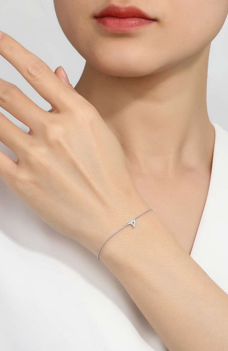 Lafonn Simulated Diamond Pavé Initial Bracelet, Alternate, color, Silver/ White A