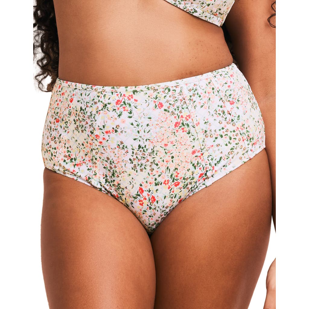 Shop Adore Me Valcea Swimwear High-rise Bikini Bottom In Floral White