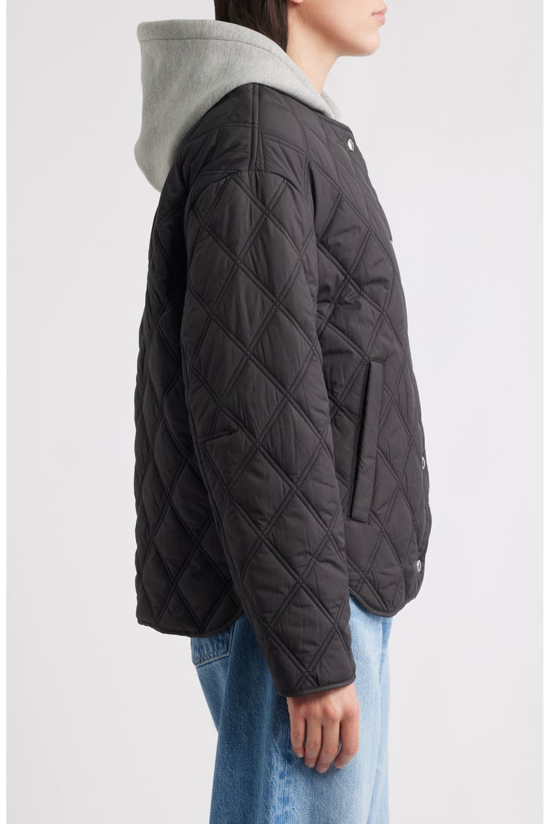 Hoodie Bib Quilted Jacket, Alternate, color, BLACK