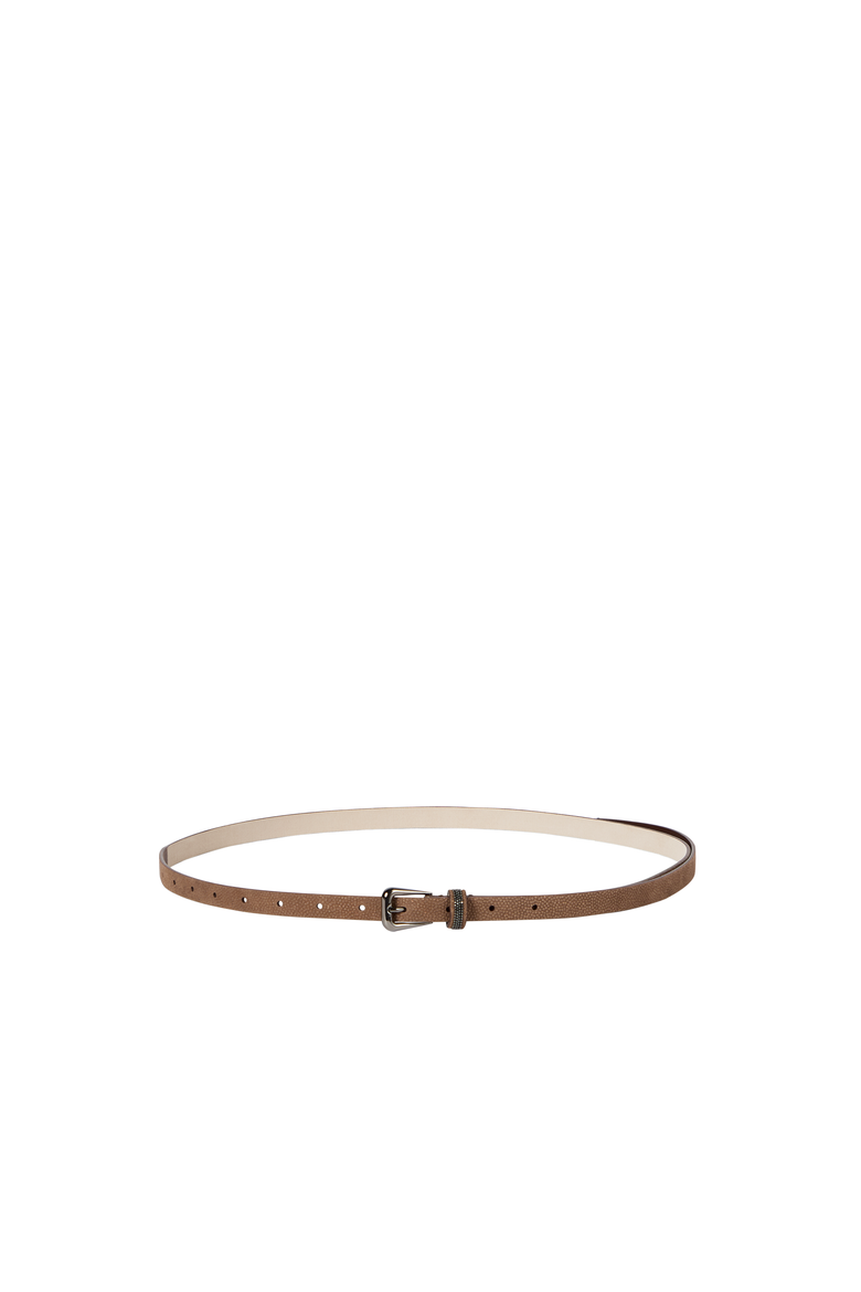Sparkling Textured Leather Belt With Shiny Loop, Alternate, color, Hazelnut