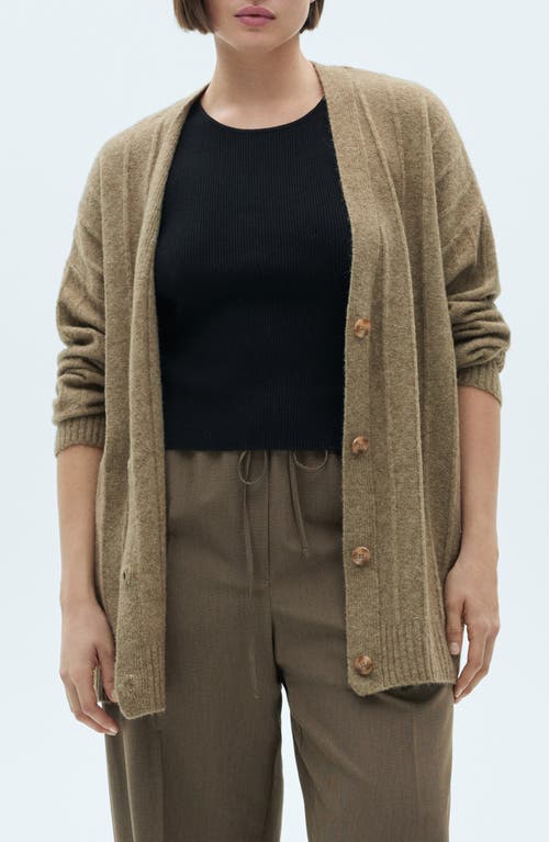 Mango Buttoned Long Cardigan Medium Green In Medium Green