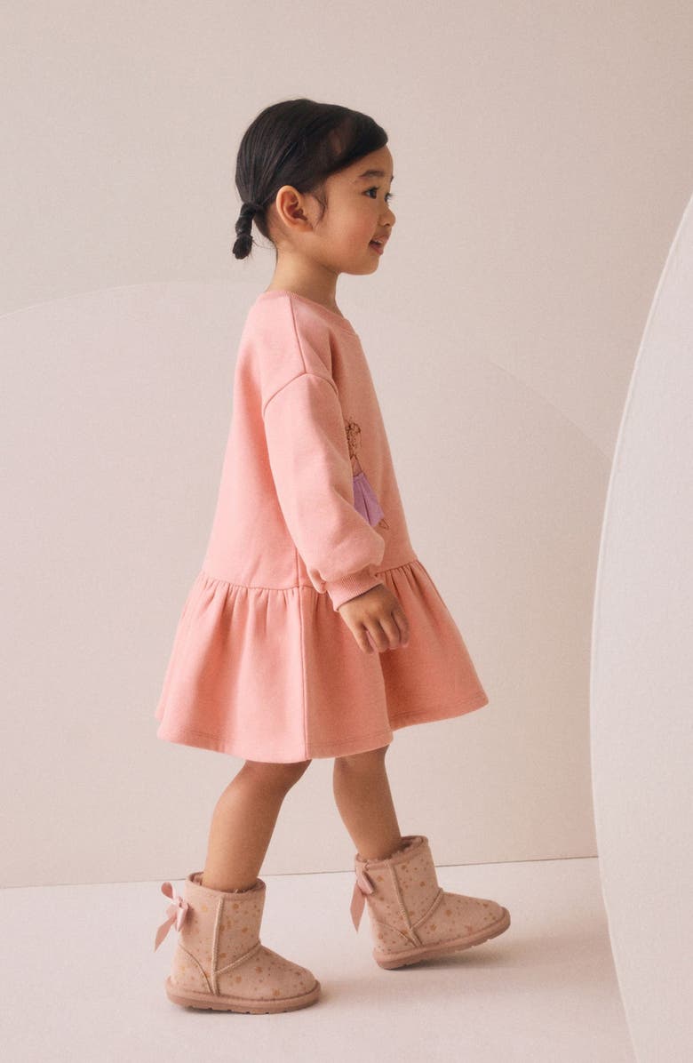 NEXT Kids' Fairy Appliqué Long Sleeve Sweatshirt Dress, Alternate, color, Pink