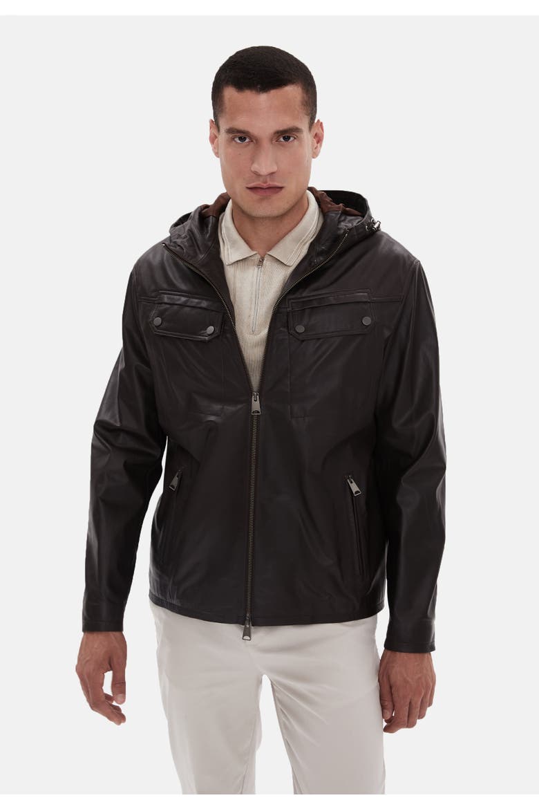 Horace Leather Jacket, Alternate, color, Brown