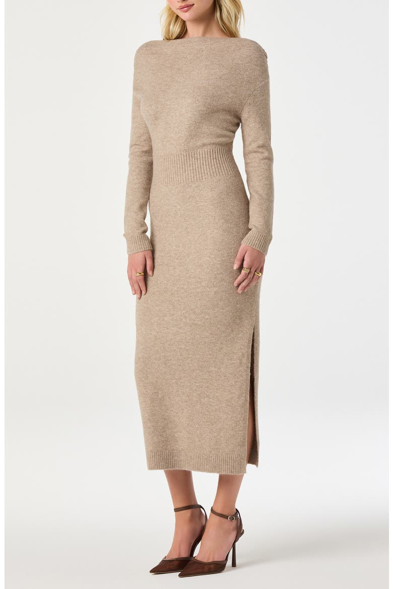 One-Shoulder Long Sleeve Sweater Dress, Alternate, color, NATURAL