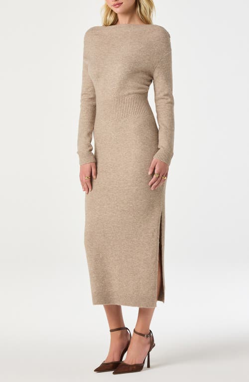 Astr The Label One-shoulder Long Sleeve Sweater Dress In Brown