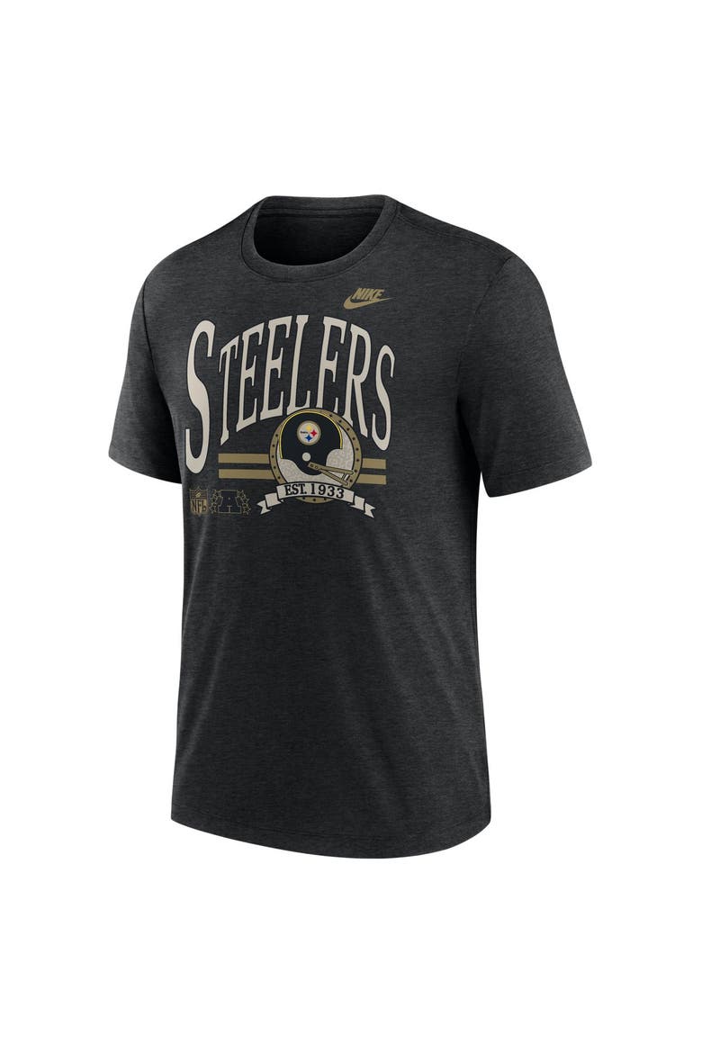 Men's Nike Heather Black Pittsburgh Steelers Rewind Tri-Blend T-Shirt, Alternate, color, Heather Black