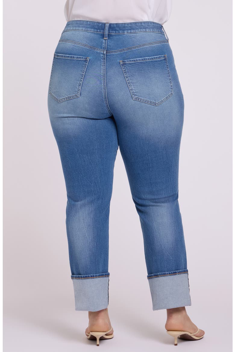 Marilyn Cuffed Pintuck Straight Leg Jeans, Alternate, color, PACIFICA