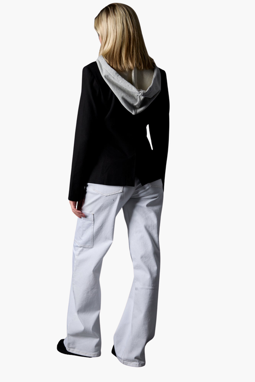 Blue Revival Helen Moto Blazer With Removable Grey Hoodie Insert In Black