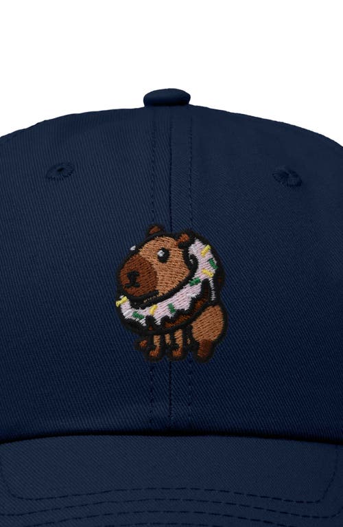 Dalix Capybara Donut Embroidered Cap In Navy Blue