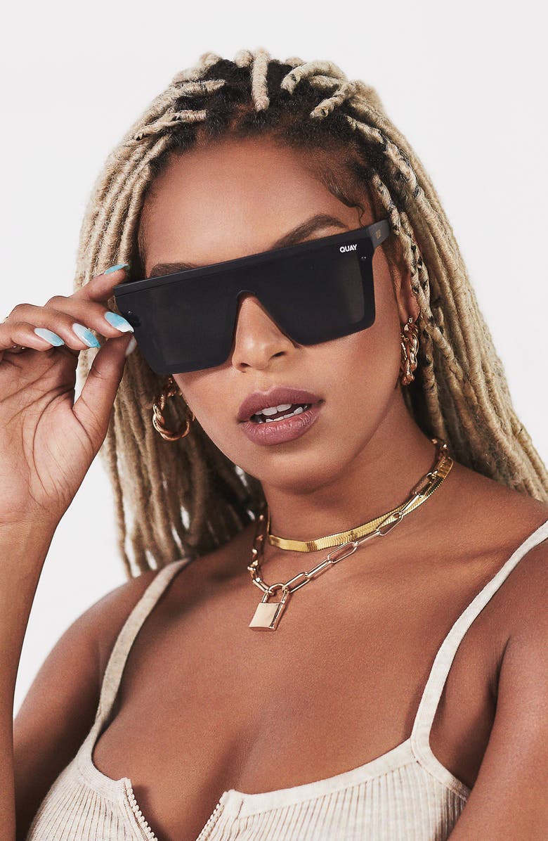 QUAY Hindsight 142mm Shield Sunglasses, Alternate, color, 