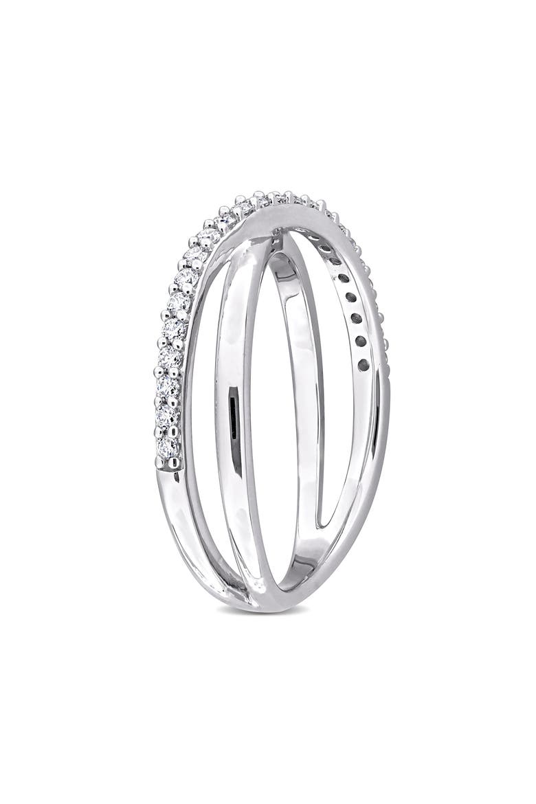 Lab-Created Moissanite Crossover Ring, Alternate, color, WHITE
