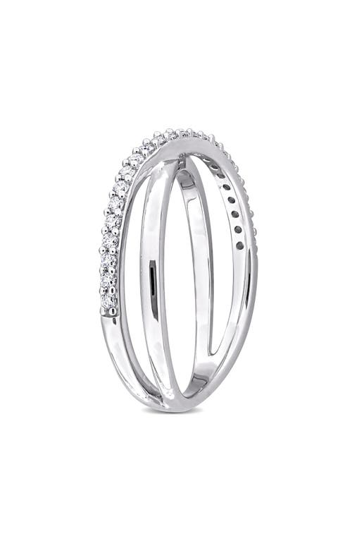 Delmar Lab-grown Moissanite Crossover Ring In Metallic