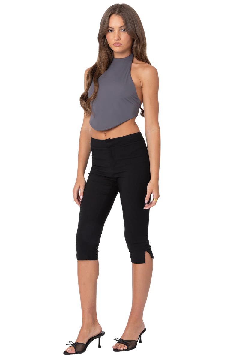 EDIKTED Raine Curved Hem Halter Crop Top, Alternate, color, Dark-Gray